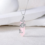 Sterling Silver Rose Quartz Mother Daughter Sloth Pendant Necklace