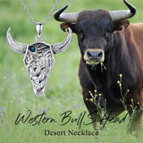 Sterling Silver  Bull Pendant Necklace