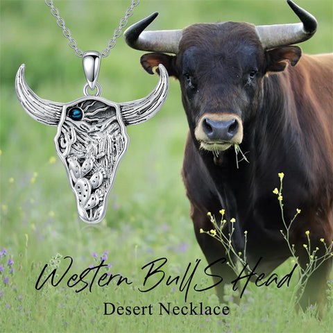 Sterling Silver  Bull Pendant Necklace