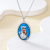 Sterling Silver Turquoise Raccoon Pendant Necklace