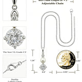 14K Gold Plated Birthstone 8MM  Round Pearl Pendant Necklace for Women