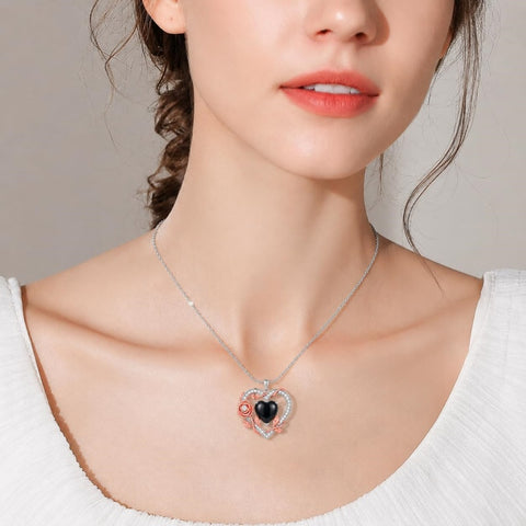 Sterling Silver Teardrop Gemstone Rose Butterfly Infinity Heart Necklace for Women