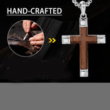 14K Gold  Plated Wooden Cross Crucifix Pendant Necklace for Men