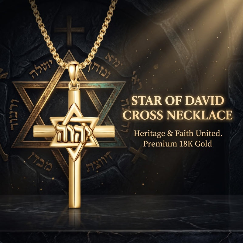 14K Gold Plated Cross Pendant Necklace for Men Religious Jewelry Christian Gift
