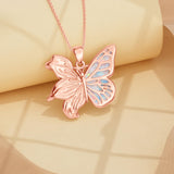 Sterling Silver Opal Butterfly Lily Flower Pendant Necklace