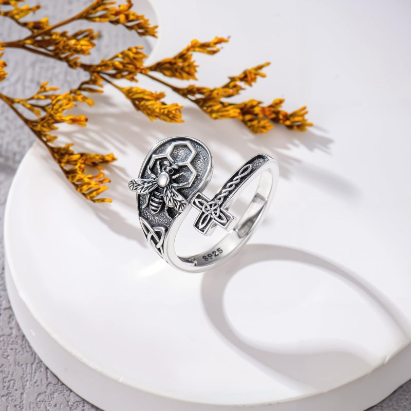 Sterling Silver Turquoise Hummingbird Butterfly Sunflower Adjustable Spoon Ring