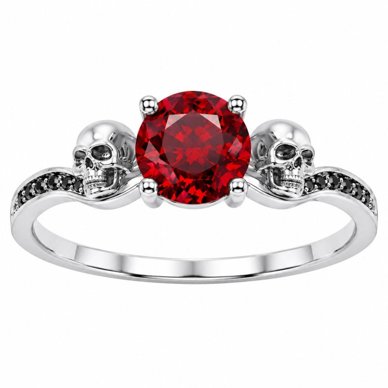 Sterling Silver 10K 14K 18K Gold Personalized Gothic Skull Ring Exquisite Spooky Jewelry for Halloween Lovers
