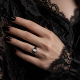 Sterling Silver 10K 14K 18K Gold Custom Engraved  Moissanite Gothic Ring for Women Halloween Gift