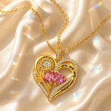 Double Birthstone Necklace 14K Gold Plated You Are My Sunshine Sunflower Necklace Heart Pendant Necklace