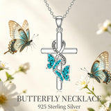 Sterling Silver  Hummingbird Blue Jay Dragonfly Butterfly Cross Necklace Engraved with I Love You Forever