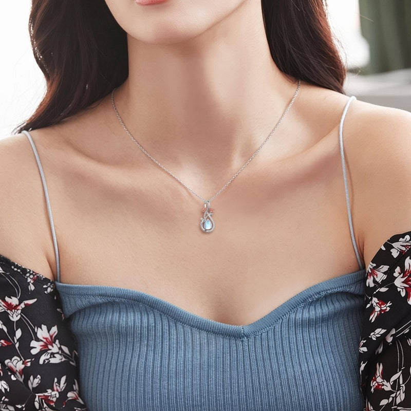 Sterling Silver Teardrop Gemstone Rose Butterfly Infinity Heart Necklace for Women