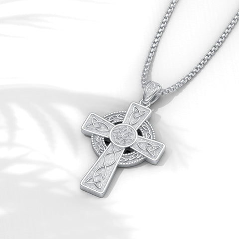 14K Gold Plated Celtic Vikin Cross Pendant Necklace Irish Jewelry Religious Protective Gift