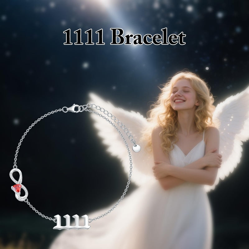 Sterling Silver Infinity Angel Number 111 333 444  777 Bracelet Gifts for Christmas Birthday