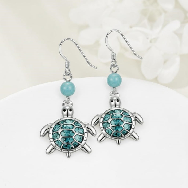 Sterling Silver Turquoise Owl Dragonfly Butterfly Hummingbird Dangle Earrings