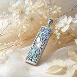 Sterling Silver Abalone Shell Bar Cardinal Bee Butterfly Hummingbird Dragonfly Phoenix Pendant Necklace for Women