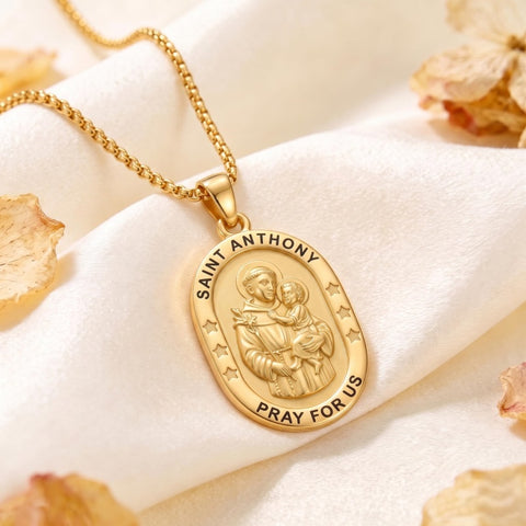 14K Gold  Plated Patron Saint Pendant Necklace Catholic Saints Religious Protective Jewelry Gift