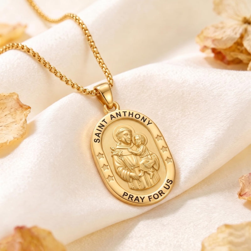 14K Gold  Plated Patron Saint Pendant Necklace Catholic Saints Religious Protective Jewelry Gift