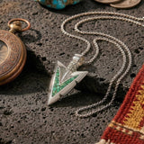 Malachite Turquoise Arrow Pendant Necklace for Men