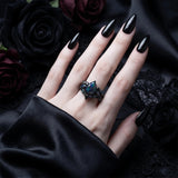 Sterling Silver 10K  14K  18K  Gold Personalized Engraved Black Opal Engagement Wedding Promise Ring for Her