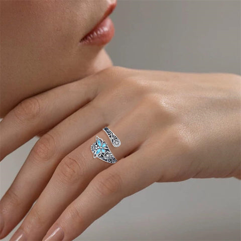 Sterling Silver Oxidized Dragonfly Butterfly Hummingbird Sea Turtle Anchor CrossTree of Life Sunflower Spoon Ring