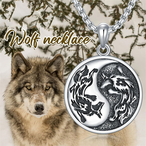 Sterling Silver Yin Yang Wolf Dragon Scorpion Tiger Wolf Phoenix Pendant Necklace