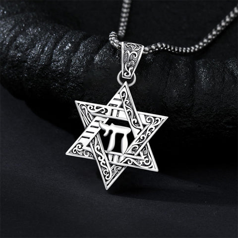 Sterling Silver Star of David Chai Cross Evil Eye Lion of Judah Menorah Tree of Life Protection Pendant Necklace