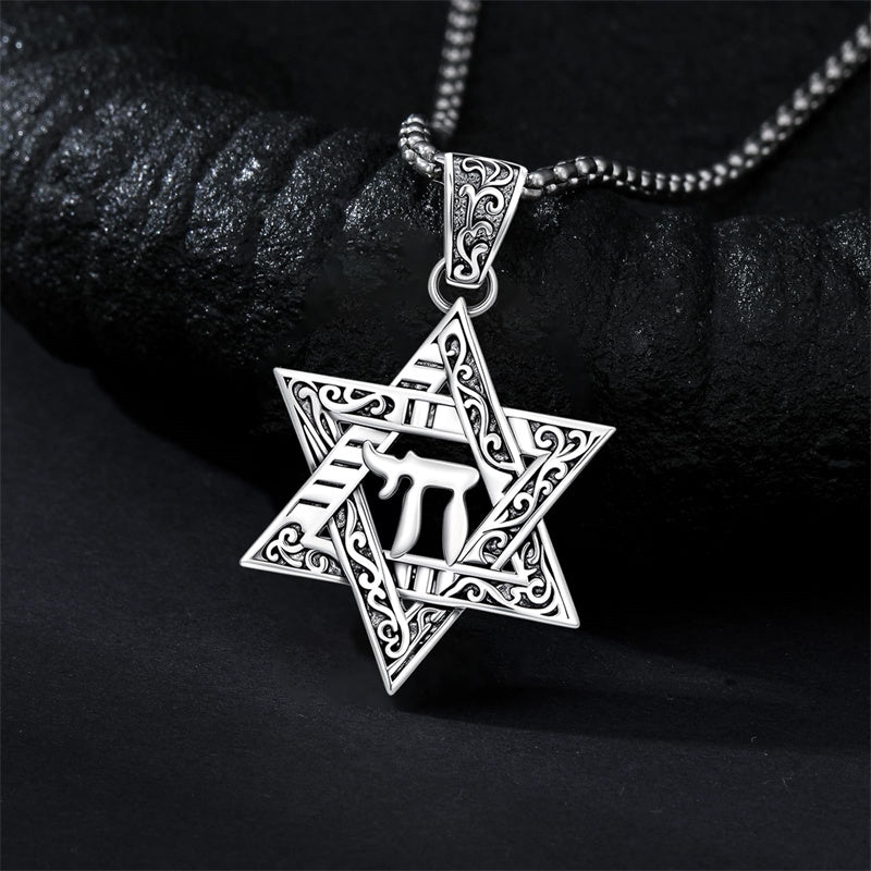 Sterling Silver Star of David Chai Cross Evil Eye Lion of Judah Menorah Tree of Life Protection Pendant Necklace