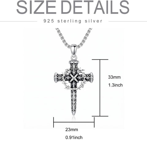 Sterling Silver Cross Pendant Necklace Christian Religious Jewelry Gifts for Anniversary