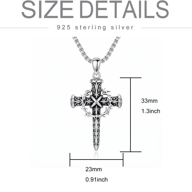 Sterling Silver Cross Pendant Necklace Christian Religious Jewelry Gifts for Anniversary