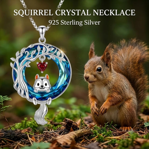 Sterling Silver Blue Crystal  Tree of Life Raccoon Bunny Cat Corgi  Pendant  Necklace  Anniversary Birthday Gifts