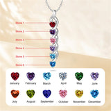 10K 14K 18K Gold Personalized 1-6 Simulated Birthstones Mother's Name Heart Pendant Necklace