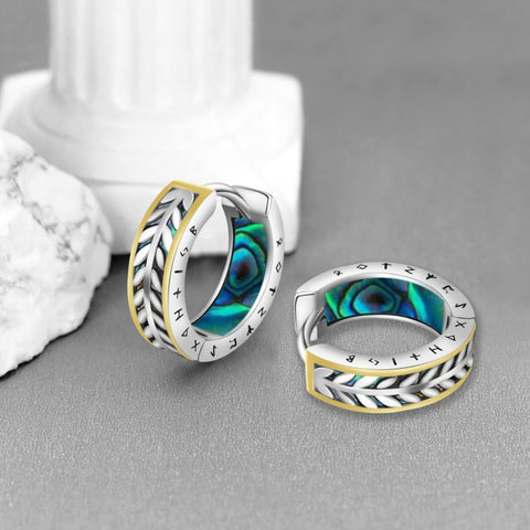 14K Gold Plated  Viking Hoop Earrings