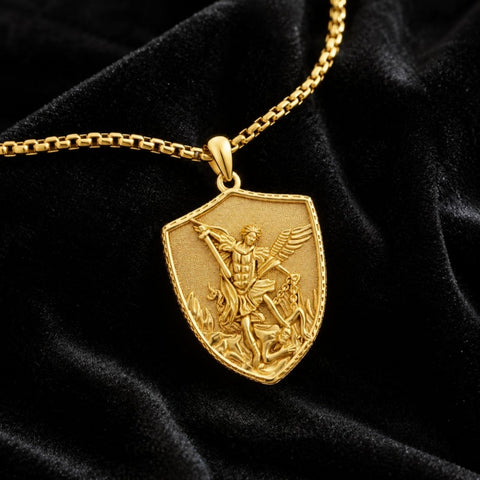 Patron Saint Medal Gold Plated Catholic Pendant Christian Religious Necklace Amulet Jewelry