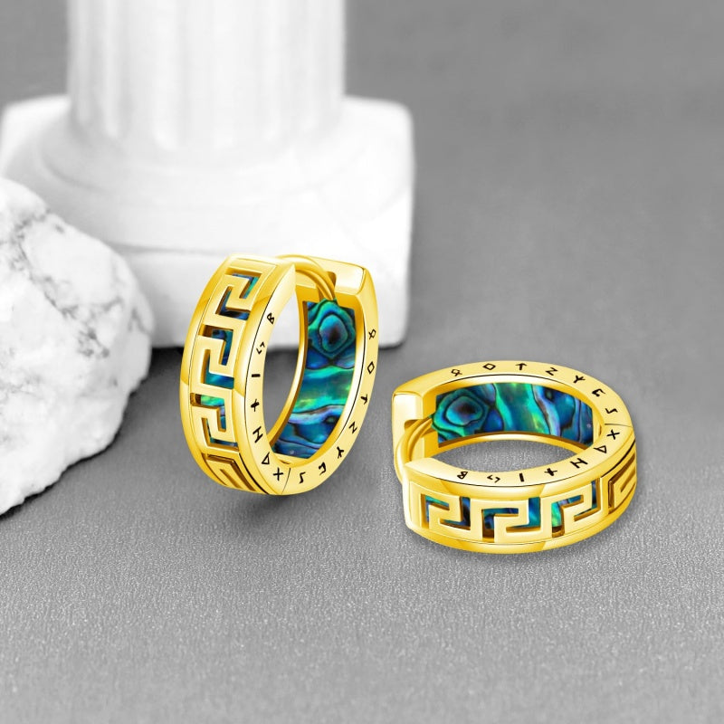 14K Gold Plated  Viking Hoop Earrings