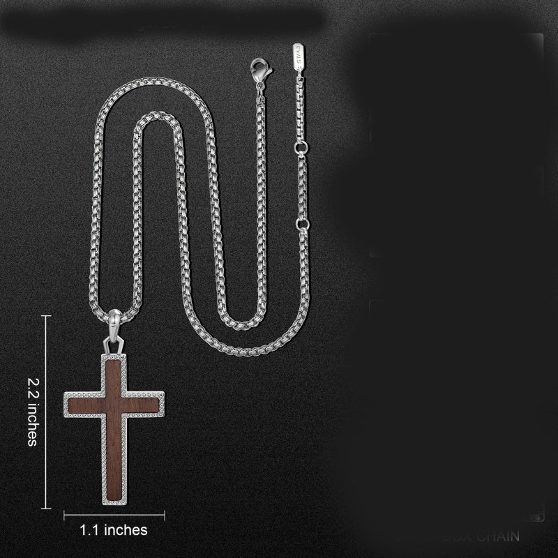 14K Gold Plated Wooden Cross Necklace Jewelry Gift for Him