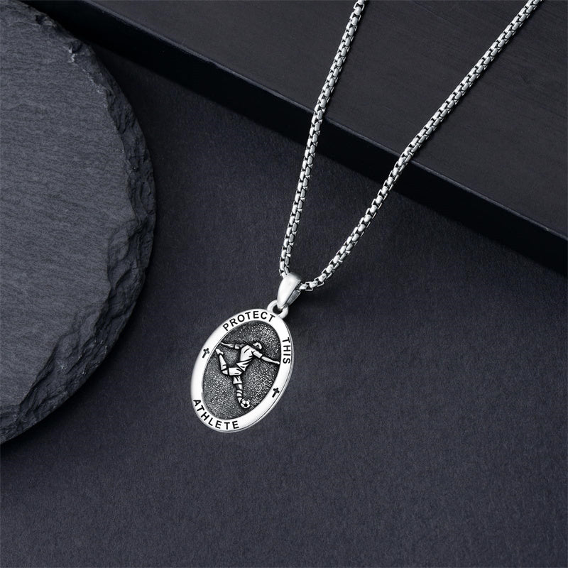 Sterling Silver Amulet Medal  St Sebastian Saint Christopher Viking Deer Pendant Necklace