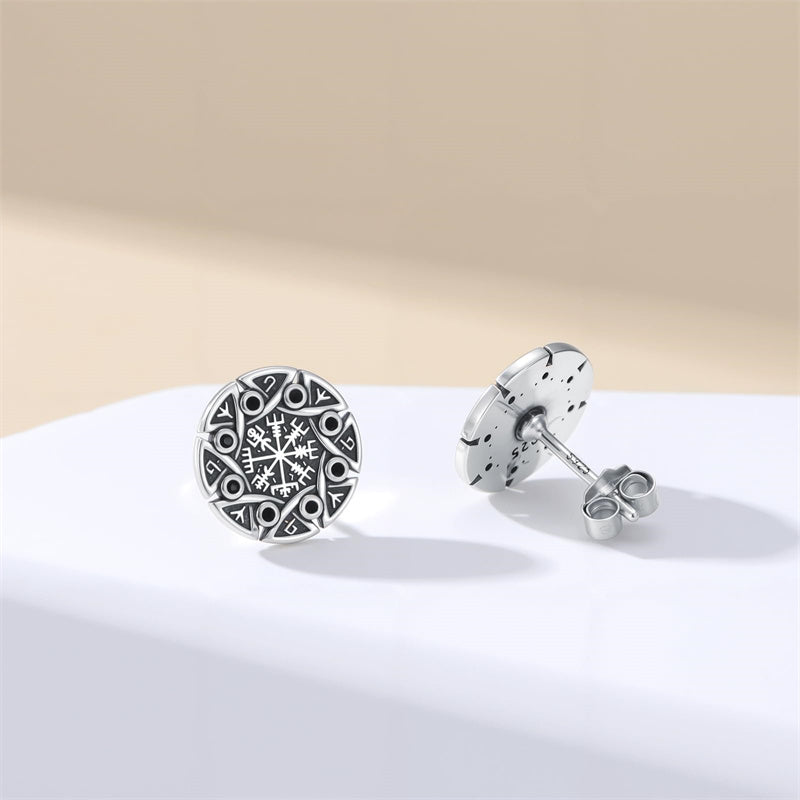 Sterling Silver Viking Raven Crow Skull Stud Earrings