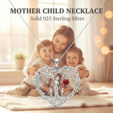 Sterling Silver Heart Pendant Birthstone Tree of Life Mother Child Family Necklace
