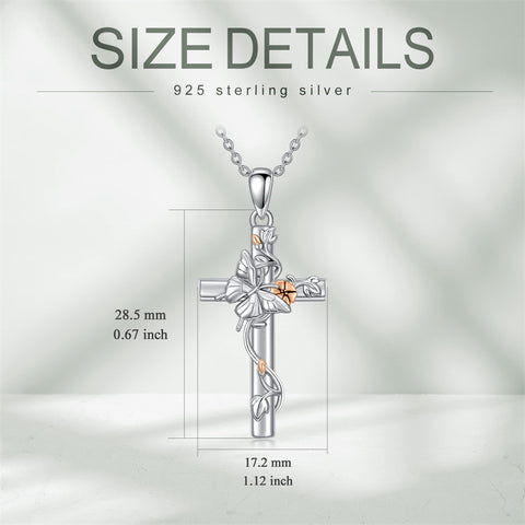 Sterling Silver Cross Bee Hummingbird Butterfly Dove Red Cardinal Pendant Necklace for Her