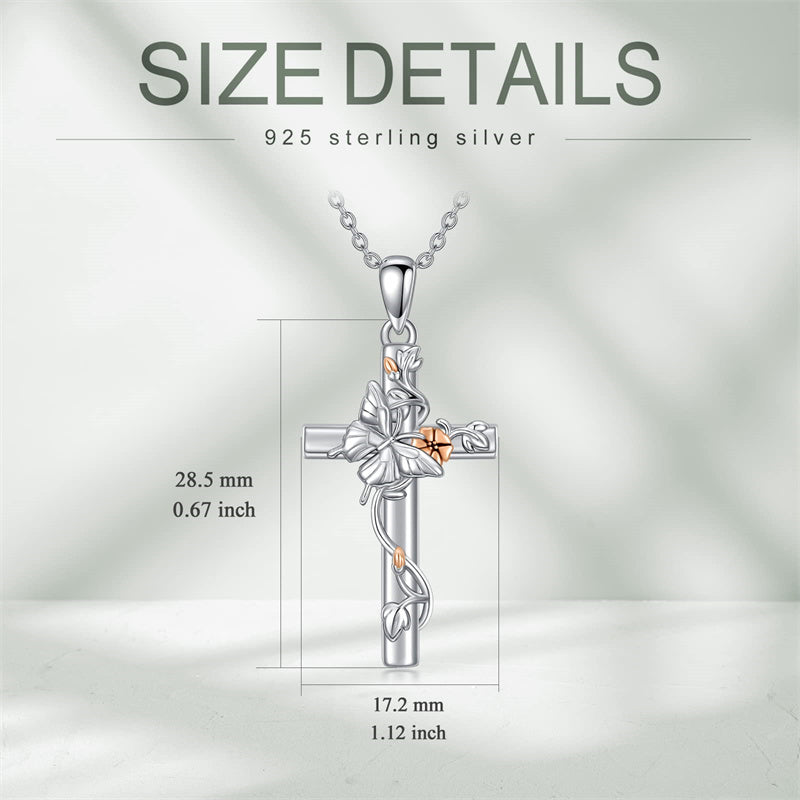 Sterling Silver Cross Bee Hummingbird Butterfly Dove Red Cardinal Pendant Necklace for Her