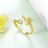Sterling Silver Moonstone Dragon Ring