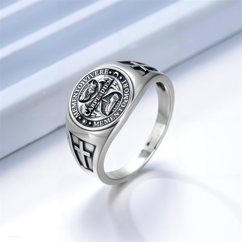 Sterling Silver Gothic Skull  Momento Mori Memento Mori Signet Ring
