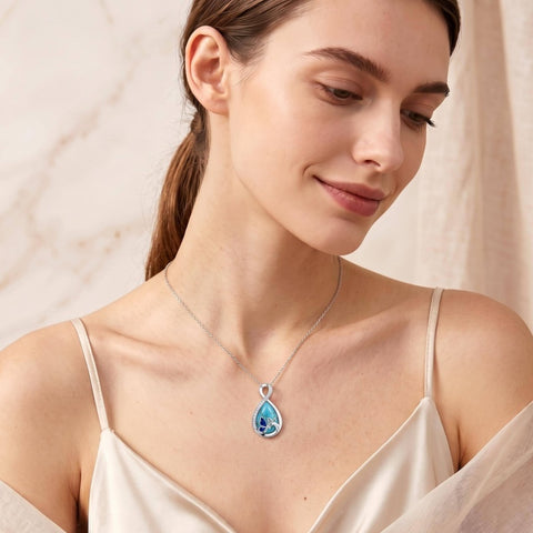 Sterling Silver Teardrop Gemstone Rose Butterfly Infinity Heart Necklace for Women