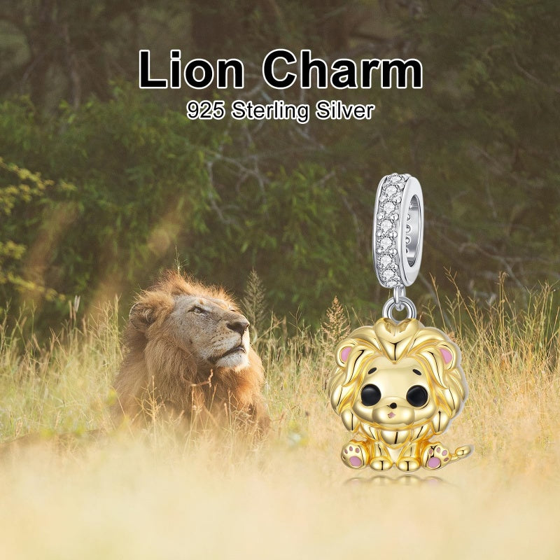 Sterling Silver Lion Red Panda Fox Bear Capybara Charm Beads Christmas Birthday Gift