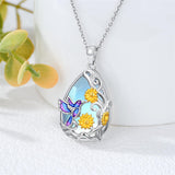 Sterling Silver Blue Dragonfly Pendant Necklace