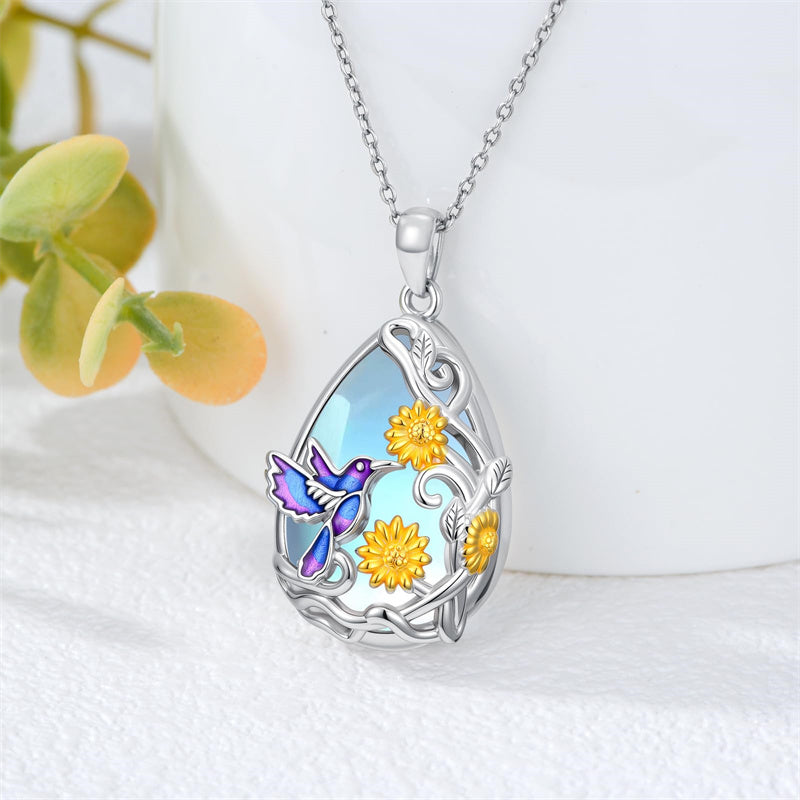 Sterling Silver Blue Dragonfly Pendant Necklace