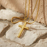 14K Gold  Plated Cross Pendant Necklace for Men Minimalist Religion Jewelry