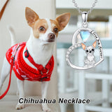 Sterling Silver Moonstone Pug Chihuahua Poodle German Shepherd Maltese Pendant Necklace Engraved wth I Love You Forever