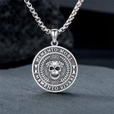 Sterling Silver Gothic Skull Memento Mori Pendant Necklace