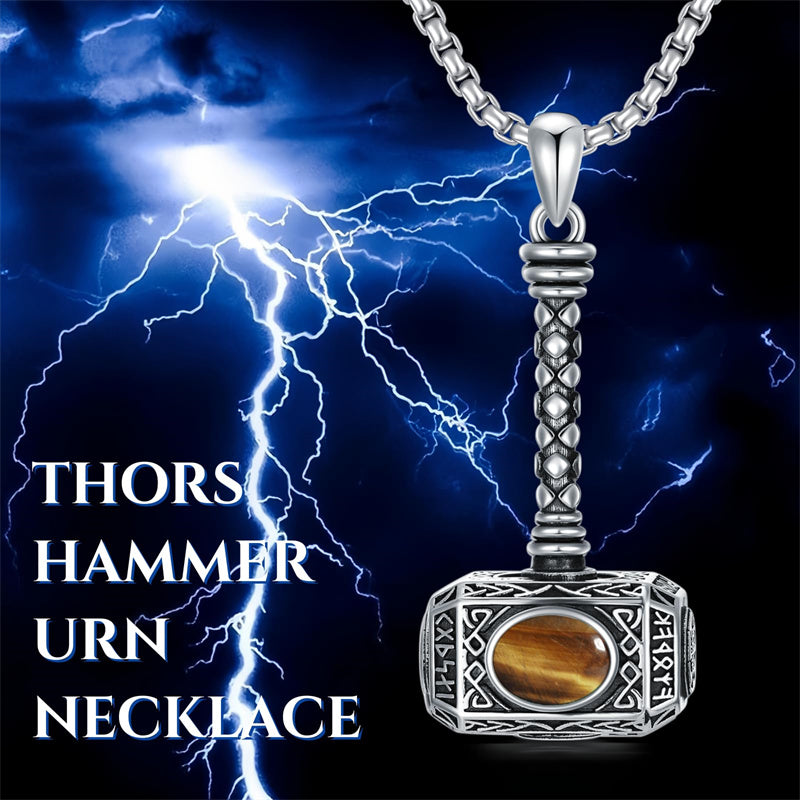 Sterling Silver Thors Hammer Urn Necklace for Ashes